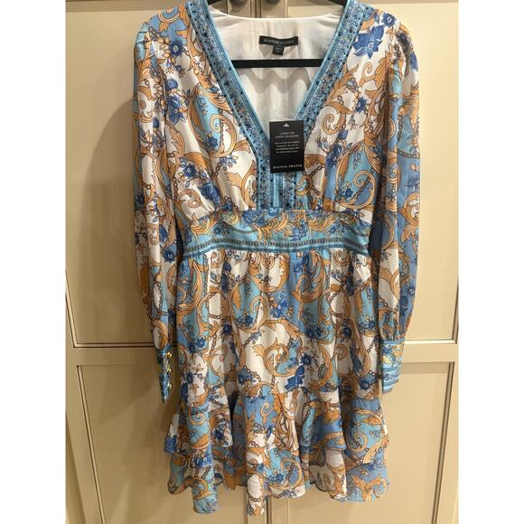 Boston Proper Regal Resort Patchwork Print A-Line Dress Small 2-6 NEW - Picture 3 of 9